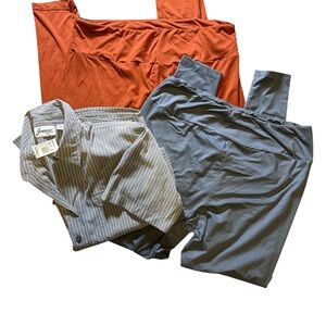 Anna Gray and Orange leggings (xl) and stripes shirt (l)